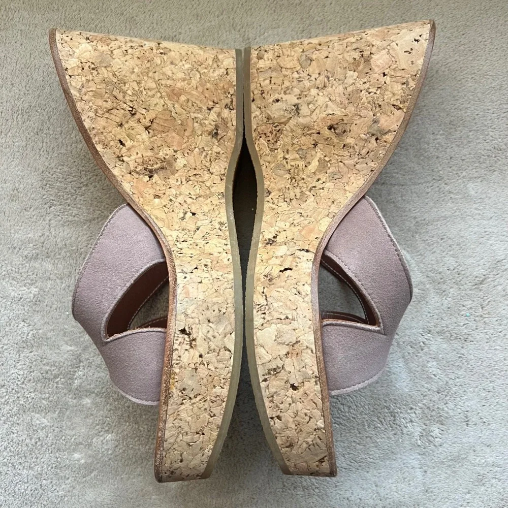 K.‎ Jacques St. Tropez Women 9-9.5 EU 40 Mauve Taupe Suede Wedge Platform Sandal